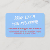 Bingo Drink spel voor feesten Visitekaartje (Achterkant)