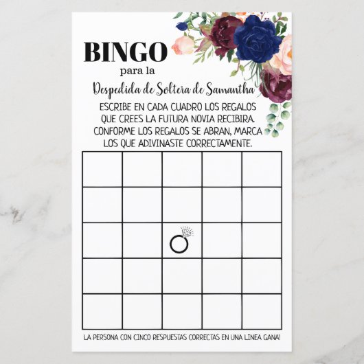 Bingo engels spaans Vrijgezellenfeest (Achterkant)