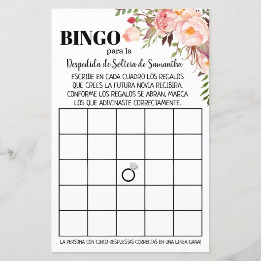 Bingo Engels spaans Vrijgezellenfeest bruiloft (Achterkant)