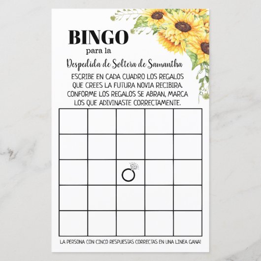 Bingo-engelse spaanse Vrijgezellenfeesten zonneblo