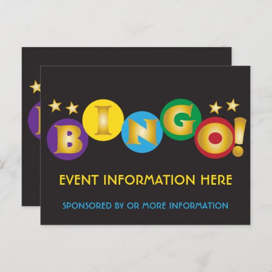Bingo Event Kleurrijk Briefkaart (Voorkant / Achterkant)