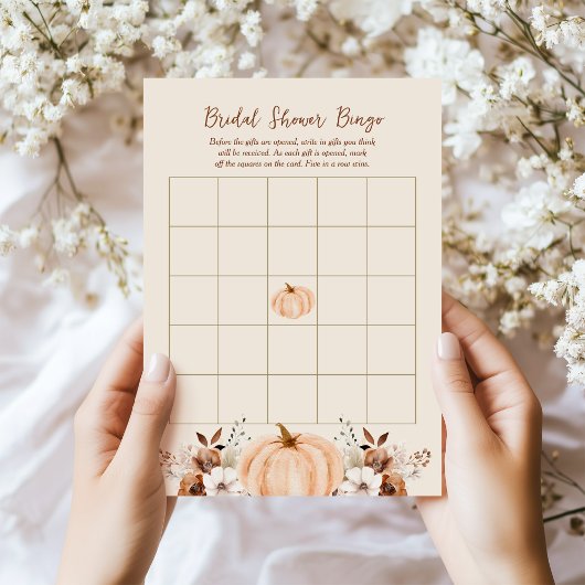 Bingo Fall Pumpkin Bridal Shower Game Card Kaart