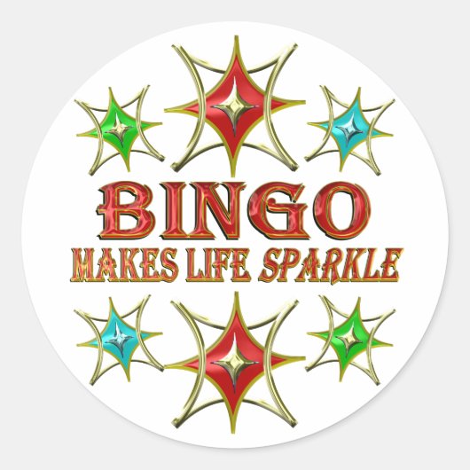 BINGO FANCY STARS RONDE STICKER (Voorkant)