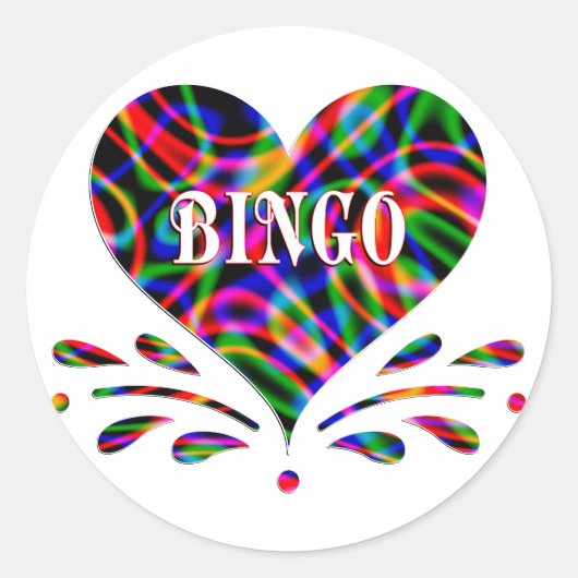 Bingo Fun Heart Ronde Sticker (Voorkant)