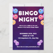 Bingo Fun Night Uitnodigen Fondsenwerving Kaart (Voorkant)