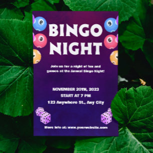 Bingo Fun Night Uitnodigen Fondsenwerving Kaart