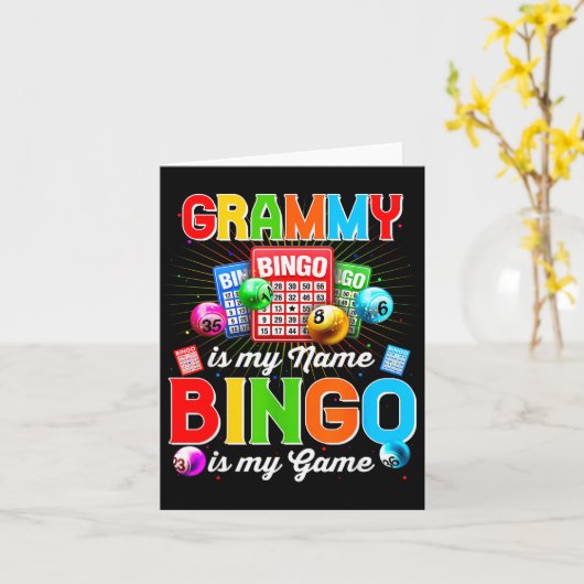 Bingo Funny Grammy Is My Name Bingo Is My Game Xma Kaart (Gele Bloem)