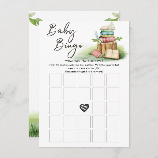 Bingo Game Baby shower Storybook Informatiekaartje (Voorkant / Achterkant)