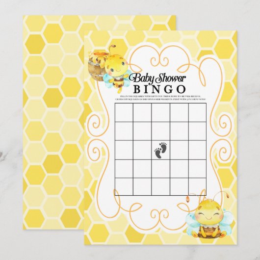 Bingo Game bije Baby shower Kaart (Voorkant / Achterkant)