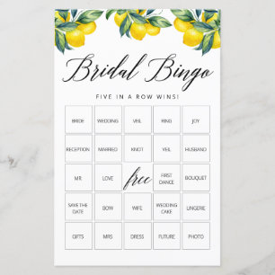 Bingo Game Kaart Lemon Vrijgezellenfeest Thema