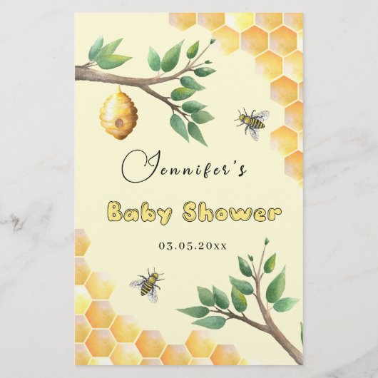 Bingo Game Little Bee Baby shower (Achterkant)