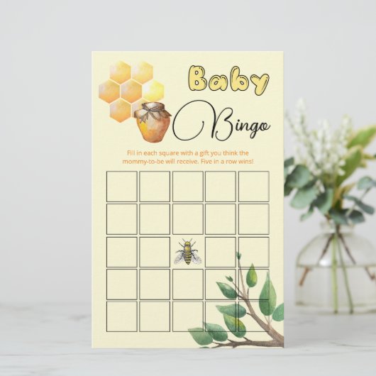 Bingo Game Little Bee Baby shower (Staand voorkant)