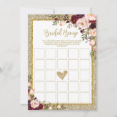 Bingo Gold Glitter Marsala Shower Game Kaart (Voorkant)