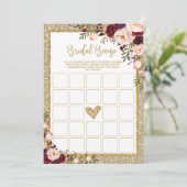 Bingo Gold Glitter Marsala Shower Game Kaart (Staand voorkant)