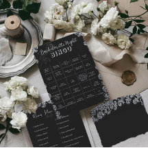 Bingo Gothic Zwart Bloemend Bachelorette Feestspel