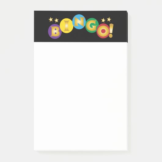 Bingo gouden letters op kleurrijke cirkels post-it® notes (Voorkant)