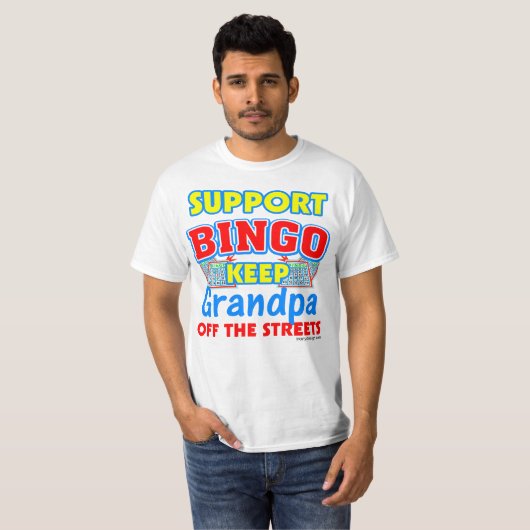 Bingo Grandpa Funny Saying-ondersteuning T-shirt (Voorkant volledig)