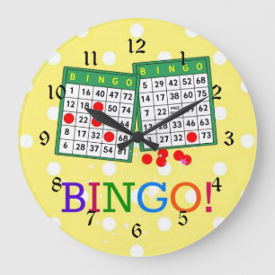 Bingo! Groene en Witte Bingo Kaarten op Geel Grote Klok