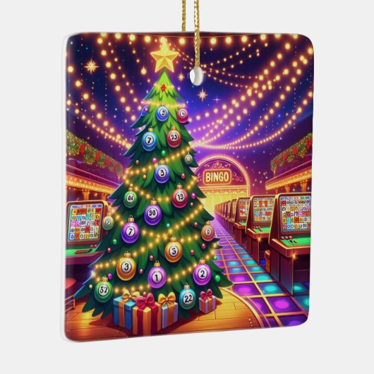 Bingo Hall Kerstboom met bingoballen Keramisch Ornament (Rechts)
