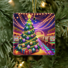Bingo Hall Kerstboom met bingoballen Keramisch Ornament