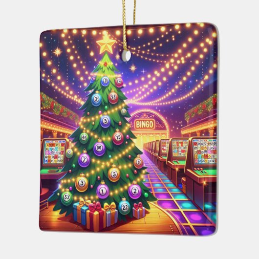 Bingo Hall Kerstboom met bingoballen Keramisch Ornament (Links)