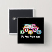 Bingo Hall voegt naamwerk toe leuke knop Vierkante Button 5,1 Cm (Voorkant /achterkant)