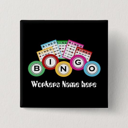 Bingo Hall voegt naamwerk toe leuke knop Vierkante Button 5,1 Cm (Voorkant)