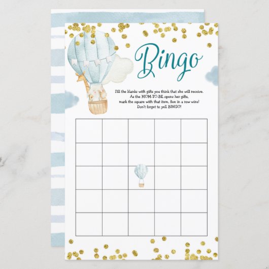 Bingo Hot Air Oerwoud Baby shower (Voorkant / Achterkant)