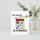 BINGO ik wil een bingo voor Kerstmis Feestdagenkaart (Staand voorkant)
