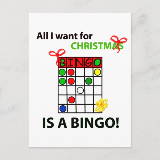 BINGO ik wil een bingo voor Kerstmis Feestdagenkaart (Voorkant)
