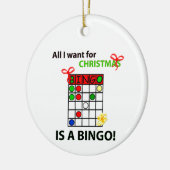 BINGO Ik wil een bingo voor Kerstmis. Keramisch Ornament (Links)