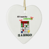 BINGO Ik wil een bingo voor Kerstmis. Keramisch Ornament (Rechts)