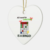BINGO Ik wil een bingo voor Kerstmis. Keramisch Ornament (Links)