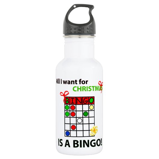BINGO Ik wil een bingo voor Kerstmis. Waterfles (Voorkant)