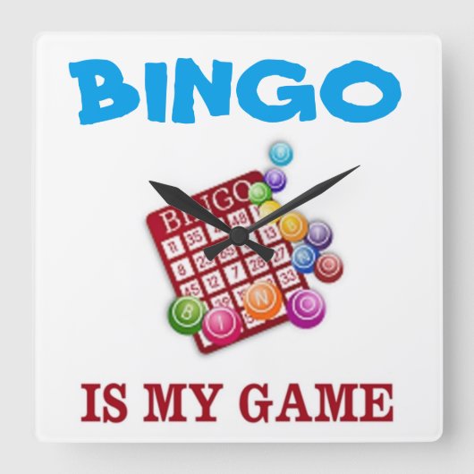 BINGO IS MIJN GAME VIERKANTE KLOK (Voorkant)