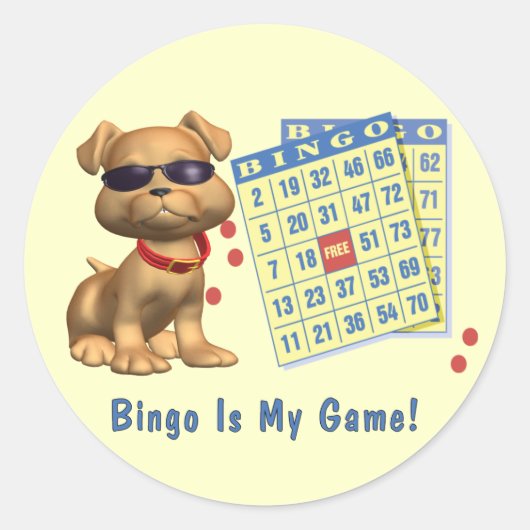 Bingo is mijn spel! ronde sticker (Voorkant)