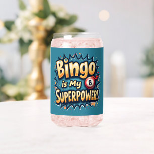 Bingo is mijn Superpower Retro Bingo liefde Blikvorm Glas