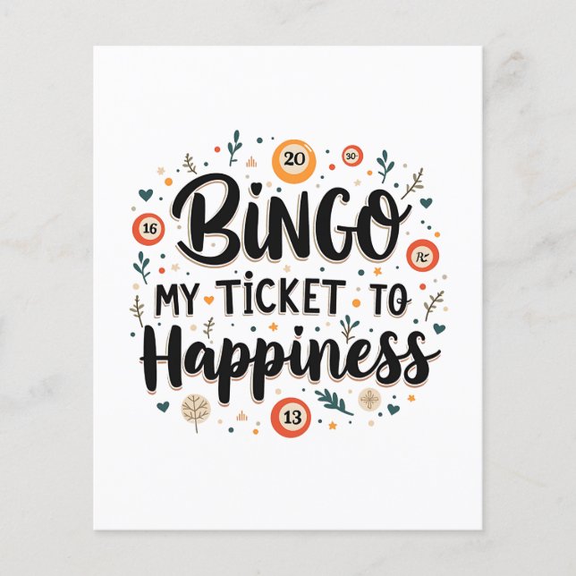 Bingo is mijn ticket naar geluk Grappig Bingo spel (Voorkant)