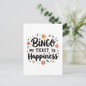 Bingo is mijn ticket naar geluk Grappig Bingo spel Briefkaart (Staand voorkant)