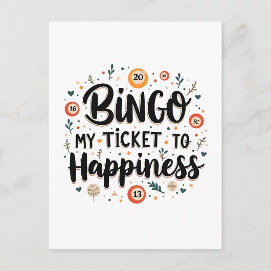 Bingo is mijn ticket naar geluk Grappig Bingo spel Briefkaart (Voorkant)