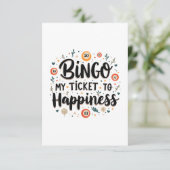 Bingo is mijn ticket naar geluk Grappig Bingo spel RSVP Kaartje (Staand voorkant)