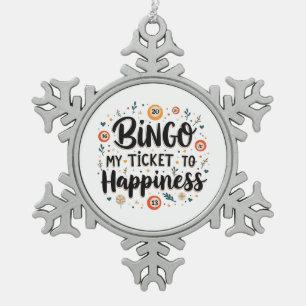Bingo is mijn ticket naar geluk Grappig Bingo spel Tin Sneeuwvlok Ornament