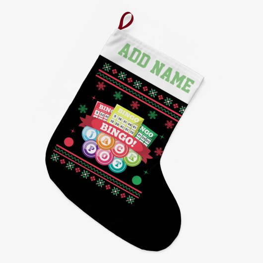 Bingo Jackpot Ugly KerstSweater Grote Kerstsok (Voorkant (Hangend))