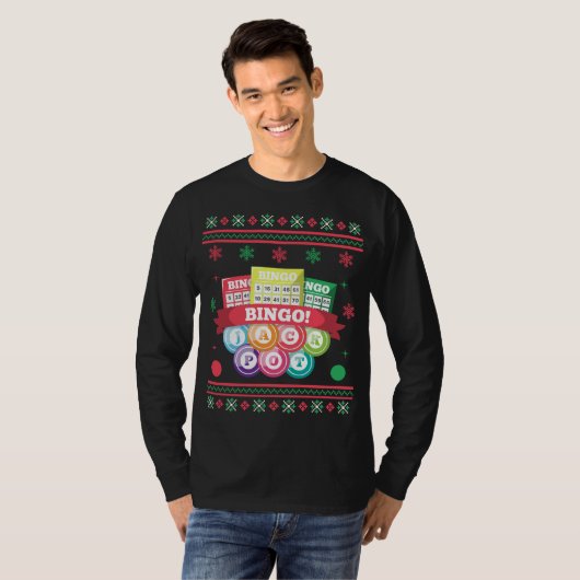 Bingo Jackpot Ugly KerstSweater T-shirt (Voorkant volledig)