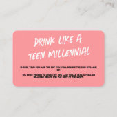 Bingo Kaart Drink spel voor feesten Visitekaartje (Achterkant)