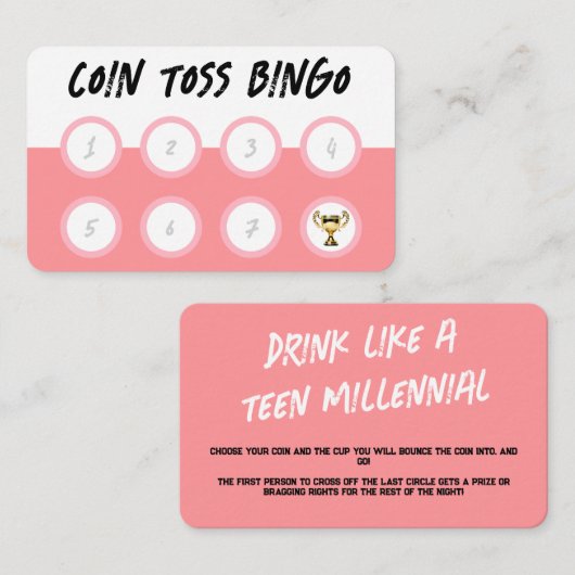 Bingo Kaart Drink spel voor feesten Visitekaartje (Voorkant / Achterkant)