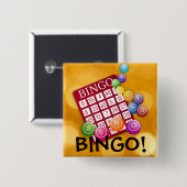 Bingo! Kaart en kleurrijke chips Vierkante Button 5,1 Cm (Voorkant /achterkant)