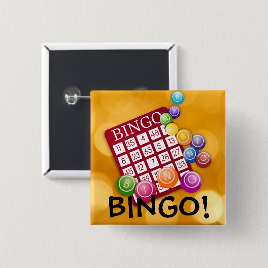 Bingo! Kaart en kleurrijke chips Vierkante Button 5,1 Cm (Voorkant /achterkant)