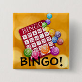 Bingo! Kaart en kleurrijke chips Vierkante Button 5,1 Cm (Voorkant)