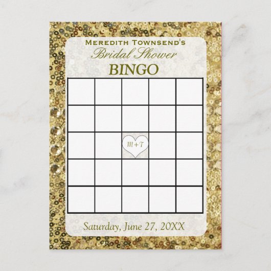 Bingo Kaart - gouden pailletten (Voorkant)